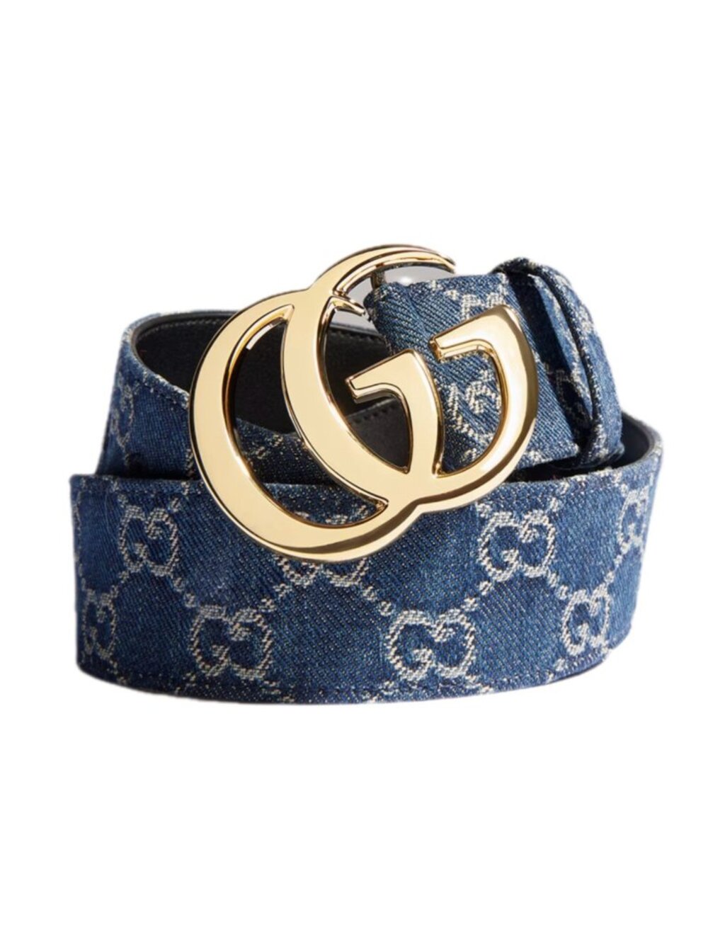 Gucci Women's GG Jacquard W40mm Denim Moon Wide Belt Washe 95cm 863296